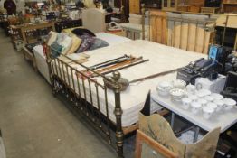 A large brass framed Victorian style bed 79" wide,