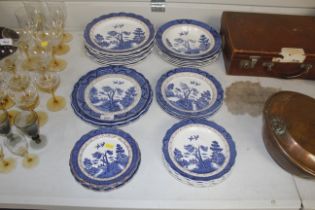 A collection of real old willow pattern plates