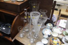 A collection of glassware to include decanter and