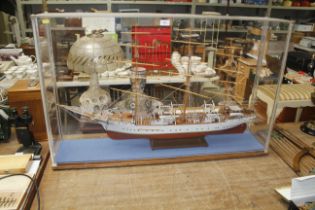 A Billings made model ship "Danmark" in display case