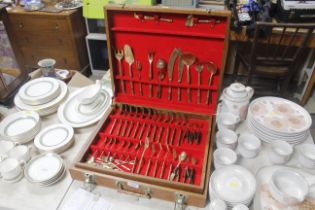 A canteen of nickel bronze cutlery together with o