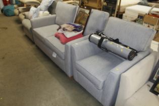 An upholstered two seater settee and matching armc