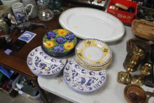 An oval meat plate, Italian pottery hors d'oeuvres