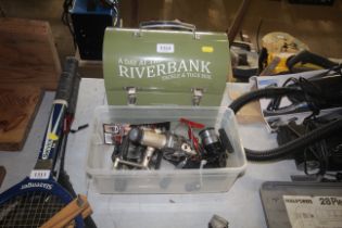 A fishing tackle box as new, together with a quantity of fishing reels to include a dynamic rear