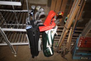 Two golf bags and contents of clubs to include dri