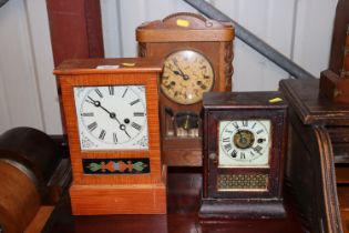 A 19th Century American mantel clock; another simi