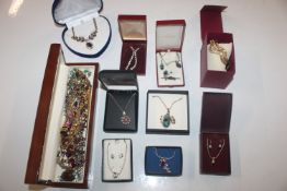 A box of decorative jewellery to include necklaces