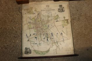 A rolled map of Bury St Edmunds etc.