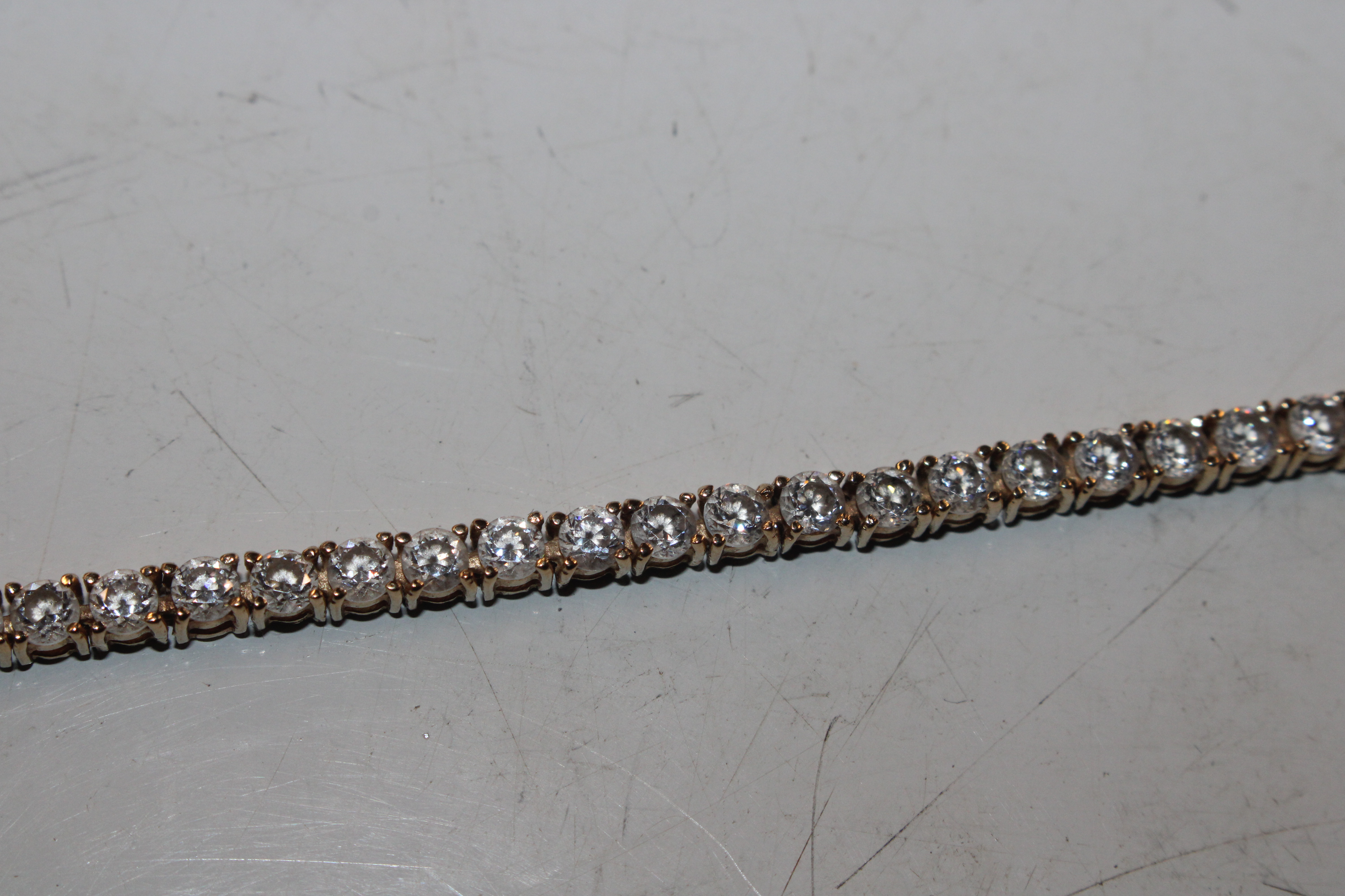 A 14ct gold and cubic zirconia set bracelet, appro - Image 3 of 8