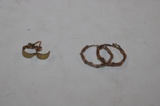 Two pairs of 9ct gold ear-rings