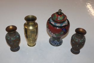 A 19th Century cloisonné vase and cover decorated