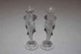 A pair of Igor Carl Fabergé modelled crystal candl