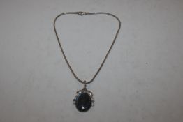 A large vintage Sterling silver and Labrodite pend