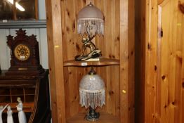 Two Art Deco style table lamps with fringed glass