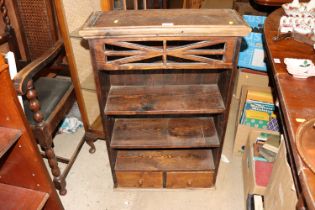 A set of antique pine open fronted wall shelves fi