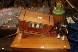 A model gypsy caravan and pottery shire horse AF