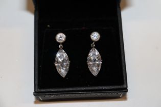 A pair of 925 silver and diamanté drop ear-rings