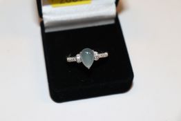 A 925 silver moonstone and diamanté set ring