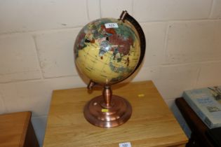 A globe on coppered stand