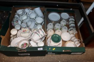 Two boxes of various tea and dinnerware to include