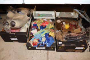 A quantity of various vintage soft toys, dolls clo