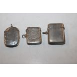 Three Sterling silver vesta cases approx. 70gms to