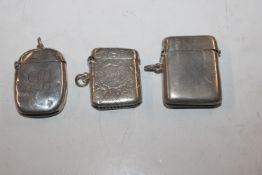 Three Sterling silver vesta cases approx. 70gms to
