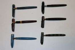 Six pens to include Shaeffer, Black Bird, and Burn