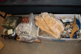 Four boxes of miscellaneous textiles, sewing items