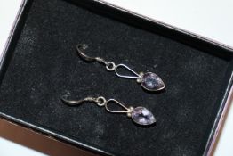 A pair of 925 silver and amethyst set ear-rings