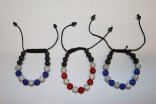 Three adjustable bracelets