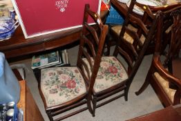 A pair of Ladder back bedroom chairs with floral u