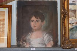 19th Century school, portrait study unframed oil A