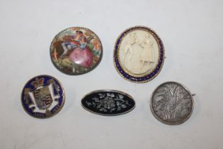 Five various antique brooches