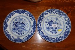 A pair of 18th Century Chinese porcelain blue and