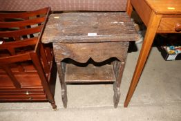 A small antique rustic joined oak stool / storage box