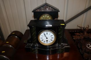 A Victorian marble cased mantel timepiece; and an