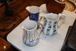 A Buchan Portobello pottery jug and two Victorian