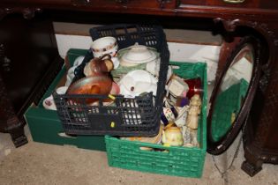 Three boxes of miscellaneous china and glass and a