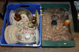 Two boxes of miscellaneous china and glass