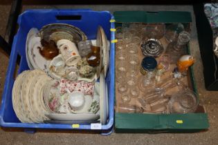 Two boxes of miscellaneous china and glass