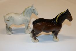 Two Beswick models of shire horses