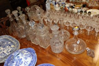 A collection of various decanters