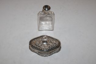 A cut glass box with silver top, Birmingham 1903;