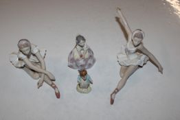Two Lladro figurines in the form of ballerinas; a