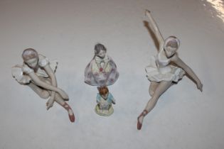 Two Lladro figurines in the form of ballerinas; a