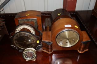 Five various 1930's mantel clocks; and a 1970's a