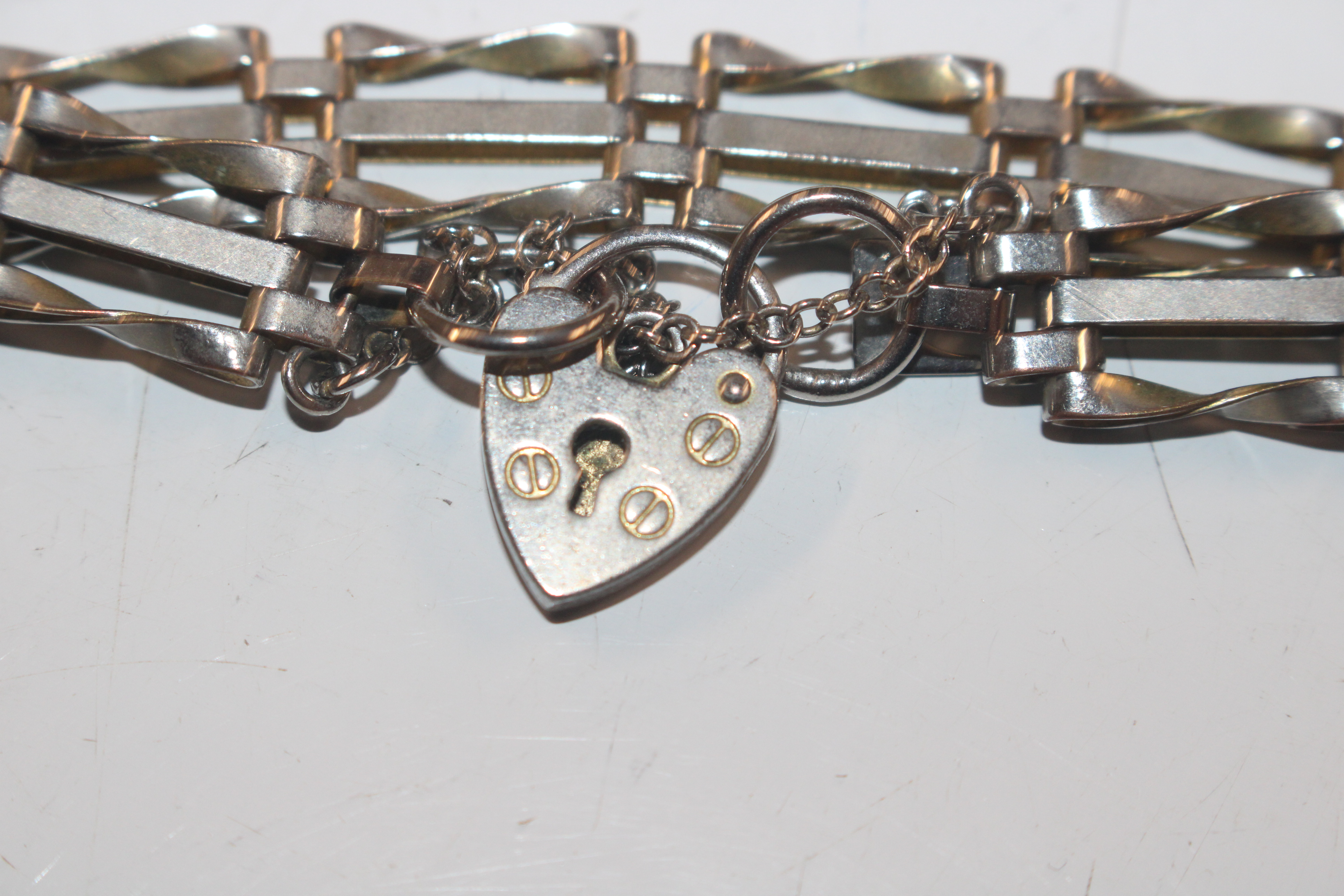 A silver gate link bracelet with padlock clasp and - Image 11 of 12