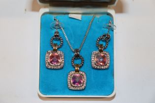 A diamanté and crystal necklace and ear-ring set