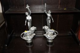 A pair of Art Deco style spelter figures